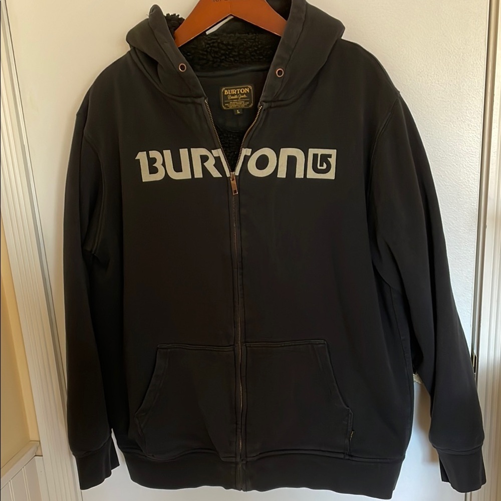 Burton Black Hoodie Fleece Lined Men’s Size L GUC